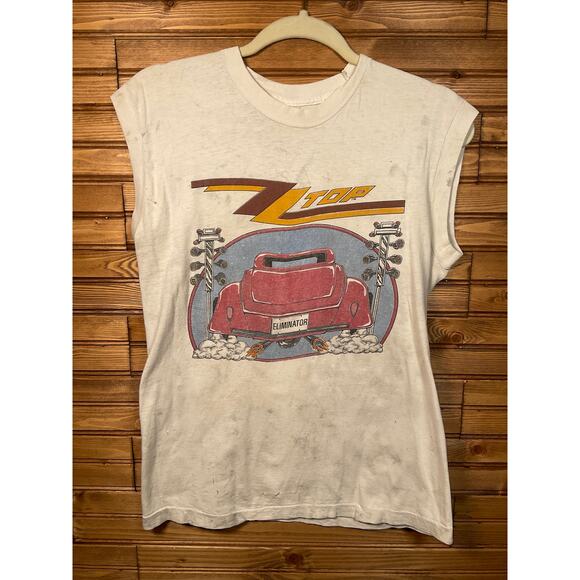 ZZ TOP ELIMINATOR TOUR 1983 SIZE Small / Medium Vintage Concert T-Shirt - Picture 1 of 8